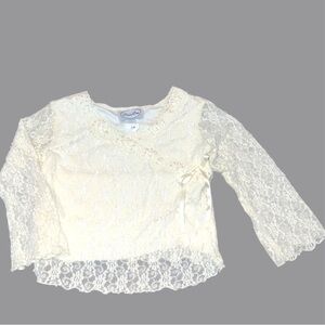Vintage Girls Youth Lace Top Flare Sleeve Size 6 Sequin Bow Partly Lined cute‎